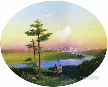 view of moscow from sparrow hills 1848 Romantic Ivan Aivazovsky Russian Oil Paintings